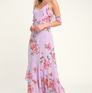 Lulu's Dresses - Lavender Floral Print Maxi Dress Lulu's Dresses - Lavender Floral Print Maxi Dress